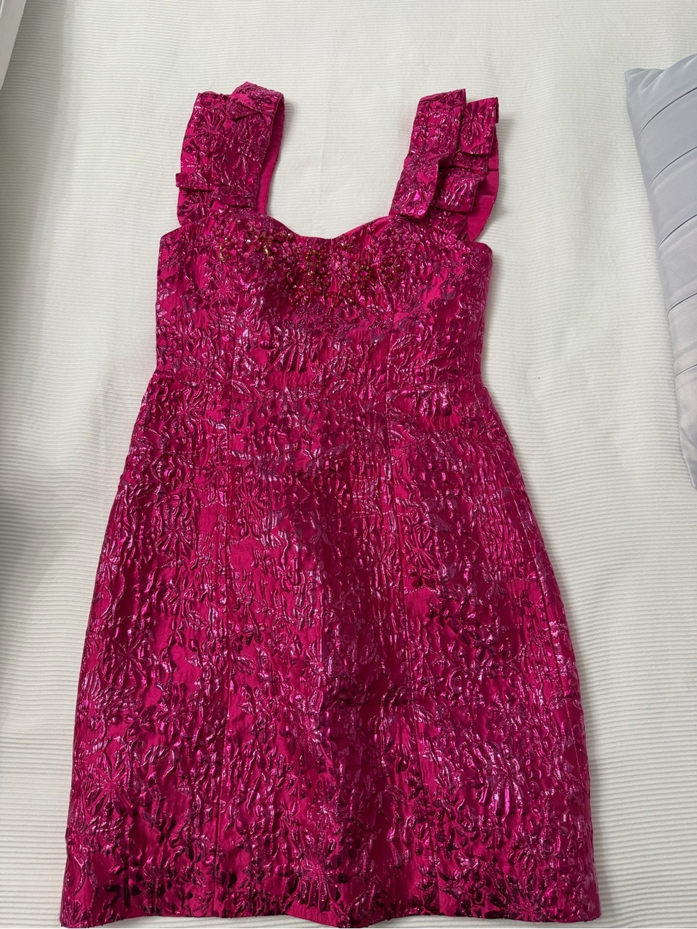 Lilly Pulitzer cocktail Fuchsia Party Dress with Ruffle Straps, sequences